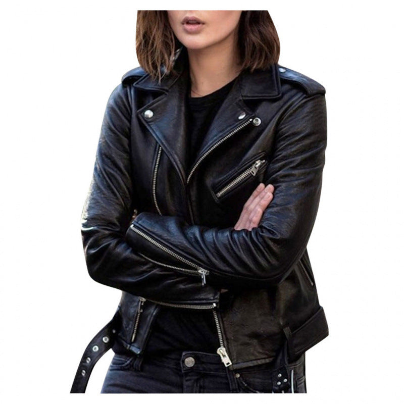 Dames Biker Jas van PU Leder Trendy en Stijlvol