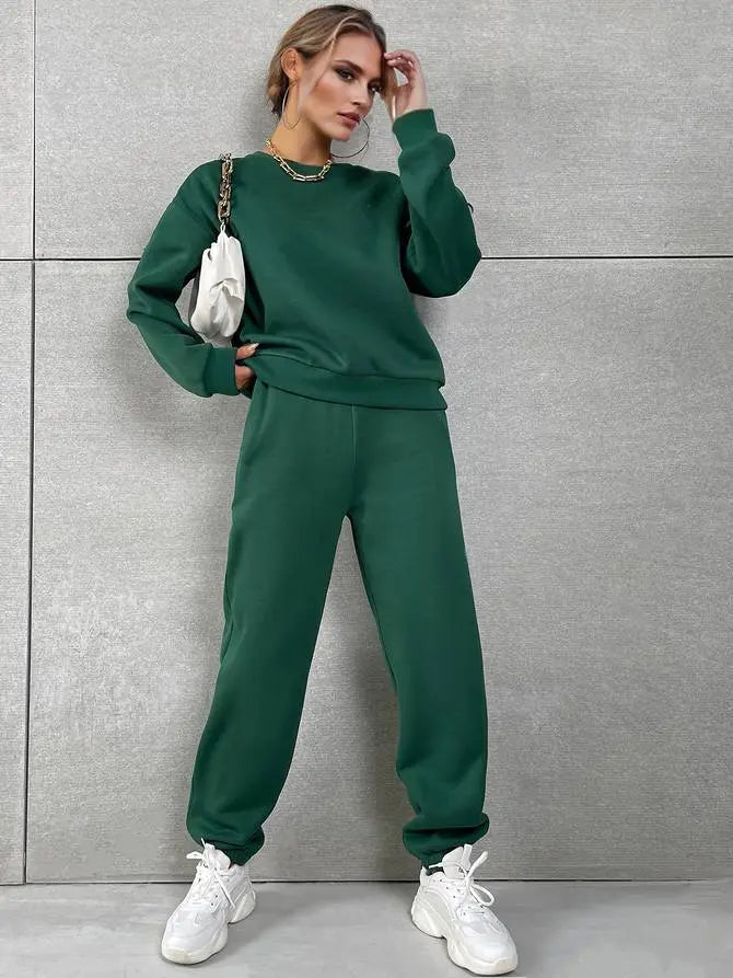 Vrouwelijk Sportpak Set met Trainingsbroek en Sweatshirt