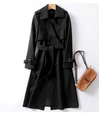 Dames Trenchcoat Lange Stijlvolle Dubbele Knopen Jas