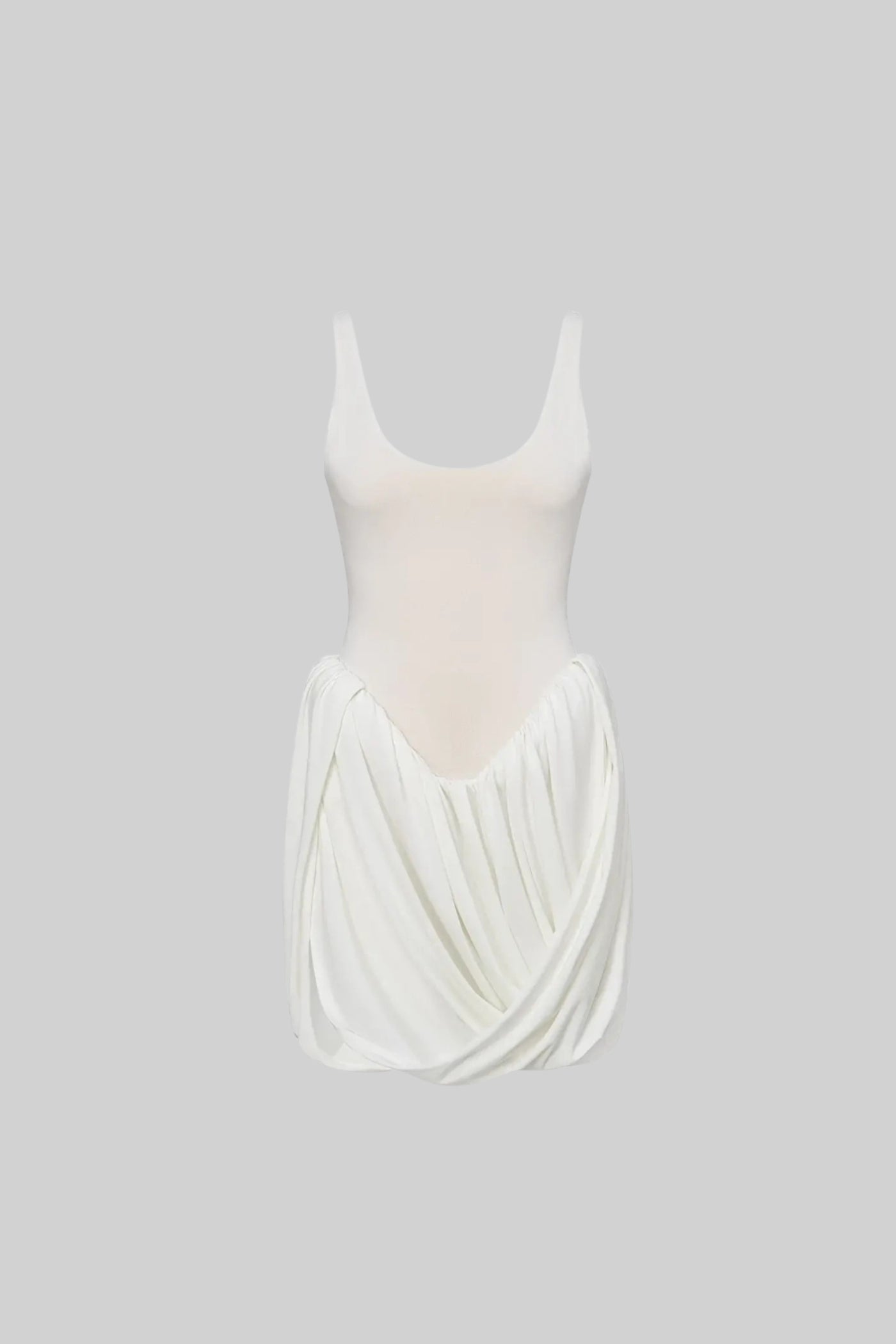 Witte Mini Jurk met Rok en Zijsplit Voor Vrouw
