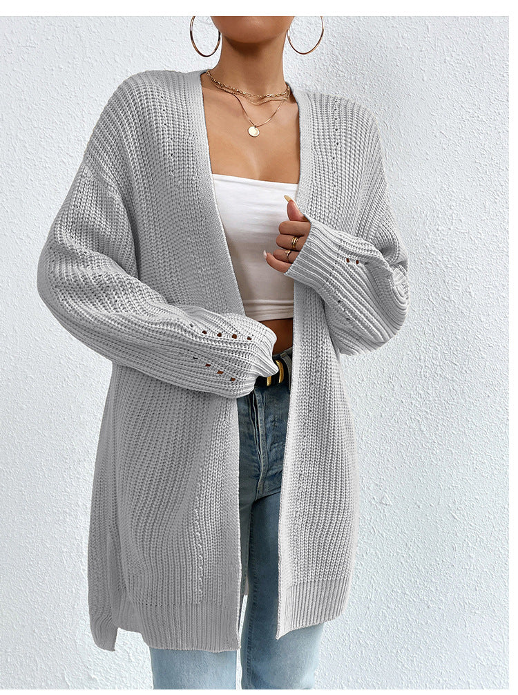 Dames Gebreide Vest Lang Model Warm en Stijlvol