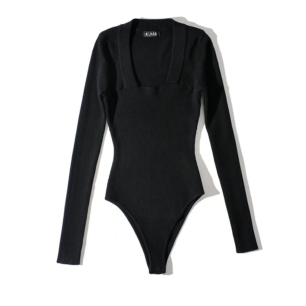 Dames Body Retro met Vierkant Halslijn en Geribde Pasvorm
