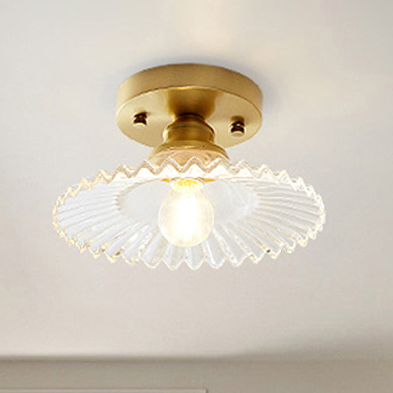 Industriële Plafondlamp met Geribbeld Glas – Groen of Helder – Ø22cm Retro Semi-Flush voor Woonkamer