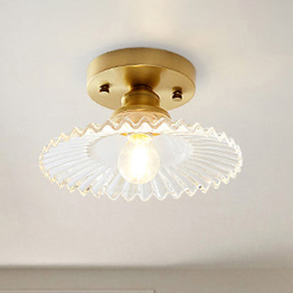 Industriële Plafondlamp met Geribbeld Glas – Groen of Helder – Ø22cm Retro Semi-Flush voor Woonkamer