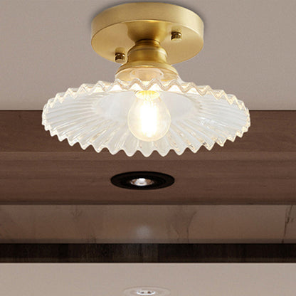 Industriële Plafondlamp met Geribbeld Glas – Groen of Helder – Ø22cm Retro Semi-Flush voor Woonkamer