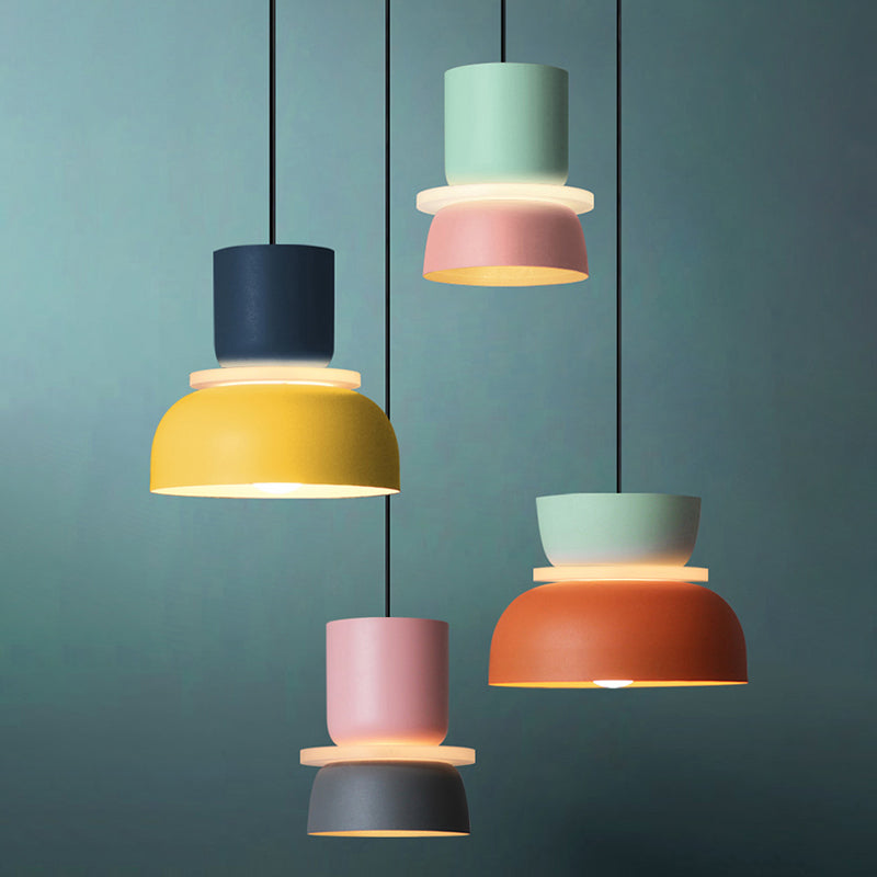 Moderne Hanglamp Macaron LED Metalen Kom Ø18-30cm Geel Roze Grijs Groen Blauw Oranje