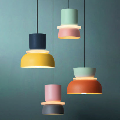 Moderne Hanglamp Macaron LED Metalen Kom Ø18-30cm Geel Roze Grijs Groen Blauw Oranje