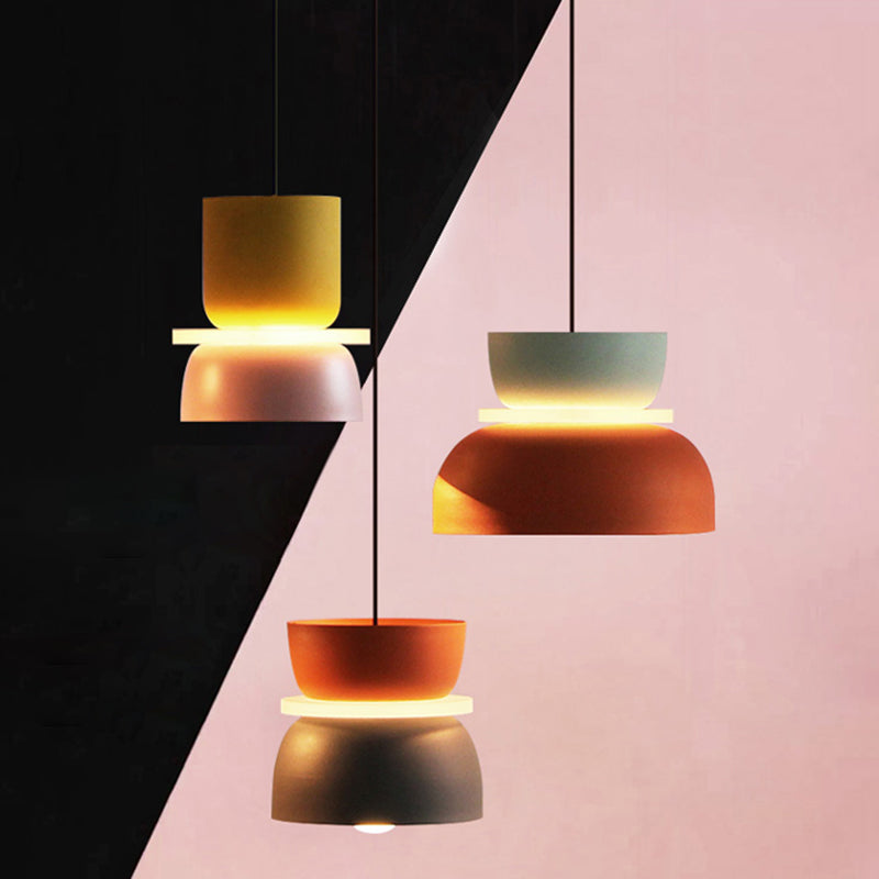 Moderne Hanglamp Macaron LED Metalen Kom Ø18-30cm Geel Roze Grijs Groen Blauw Oranje
