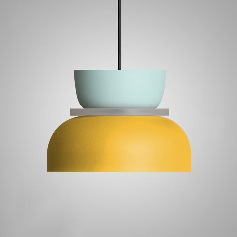 Moderne Hanglamp Macaron LED Metalen Kom Ø18-30cm Geel Roze Grijs Groen Blauw Oranje