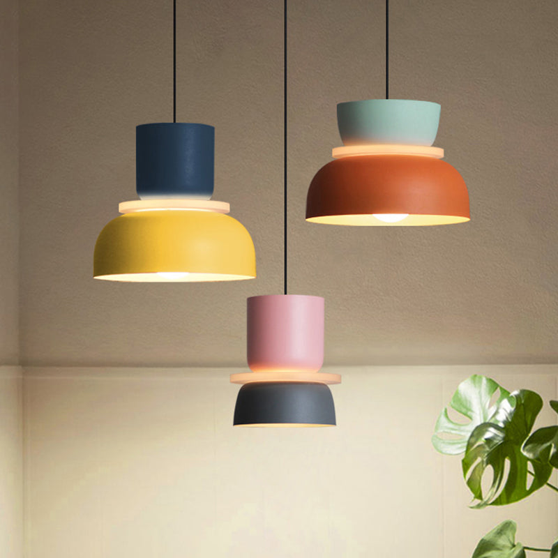 Moderne Hanglamp Macaron LED Metalen Kom Ø18-30cm Geel Roze Grijs Groen Blauw Oranje