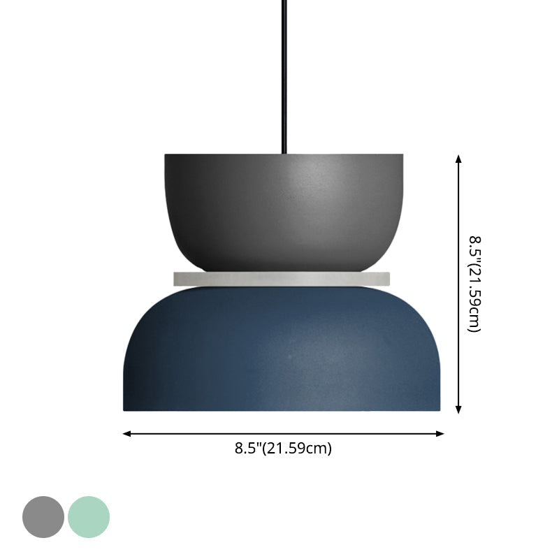 Moderne Hanglamp Macaron LED Metalen Kom Ø18-30cm Geel Roze Grijs Groen Blauw Oranje
