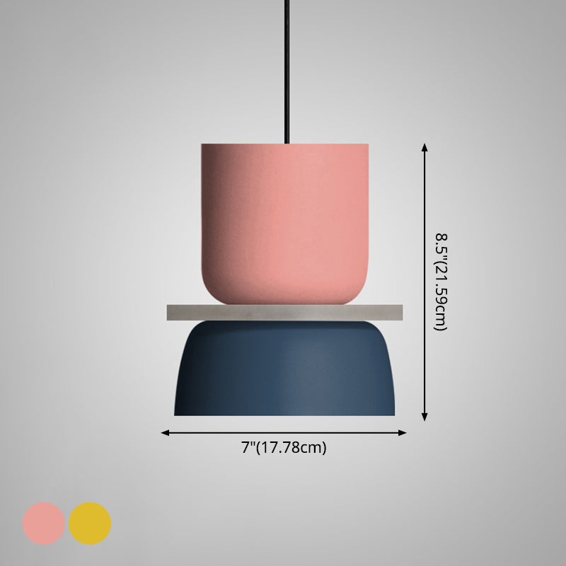 Moderne Hanglamp Macaron LED Metalen Kom Ø18-30cm Geel Roze Grijs Groen Blauw Oranje