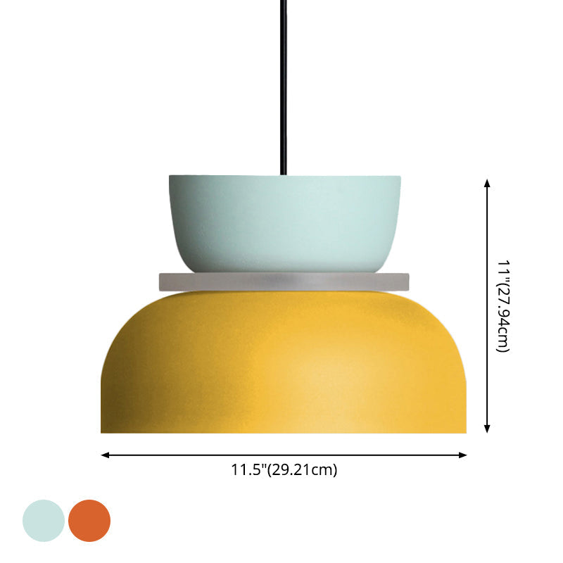 Moderne Hanglamp Macaron LED Metalen Kom Ø18-30cm Geel Roze Grijs Groen Blauw Oranje