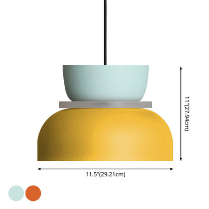 Moderne Hanglamp Macaron LED Metalen Kom Ø18-30cm Geel Roze Grijs Groen Blauw Oranje