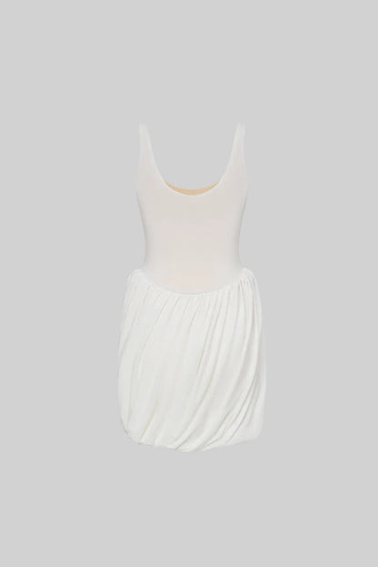 Mini Jurk met Rok en Zijsplit Wit Kort Model