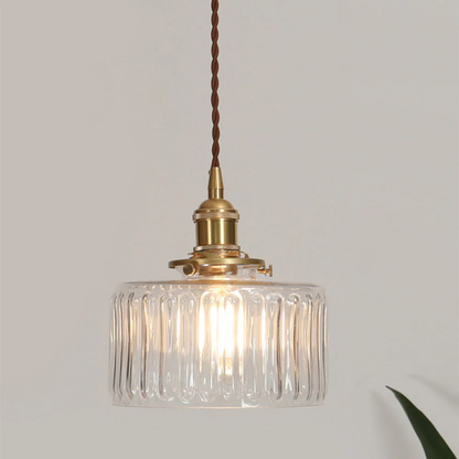 Quilivon Hanglamp Glas Messing Groen E27 Keuken Eettafel Retro Verlichting Geribbeld Glas Design