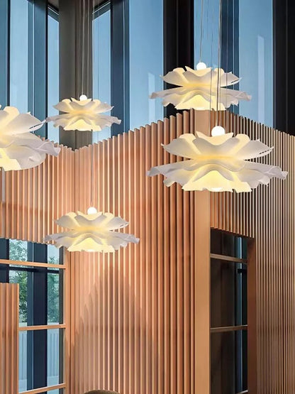 Handgemaakte Acryl Hanglamp Lotus Bloem Wit Scandinavisch Design