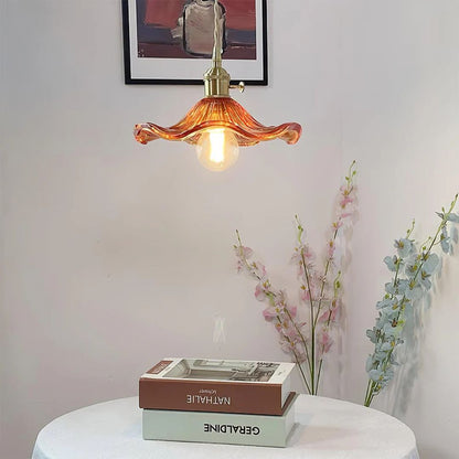 Hanglamp Glas E27 23cm Groen Messing Bloemvorm Eettafel Slaapkamer Retro Verlichting Vintage Hanglamp