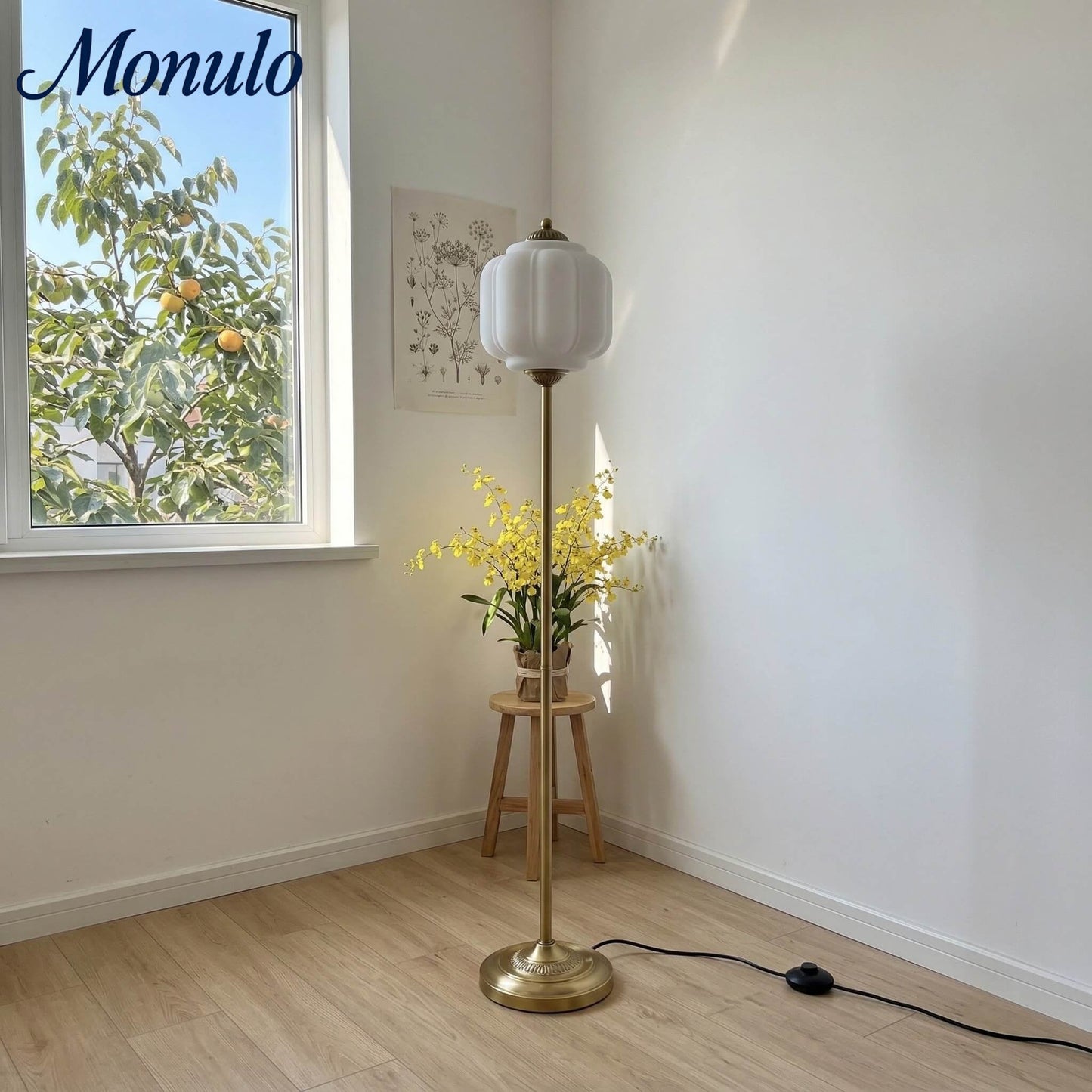 Decoratieve Glazen Pompoen Vloerlamp Retro Organische Stijl Woonkamer Staande Lamp