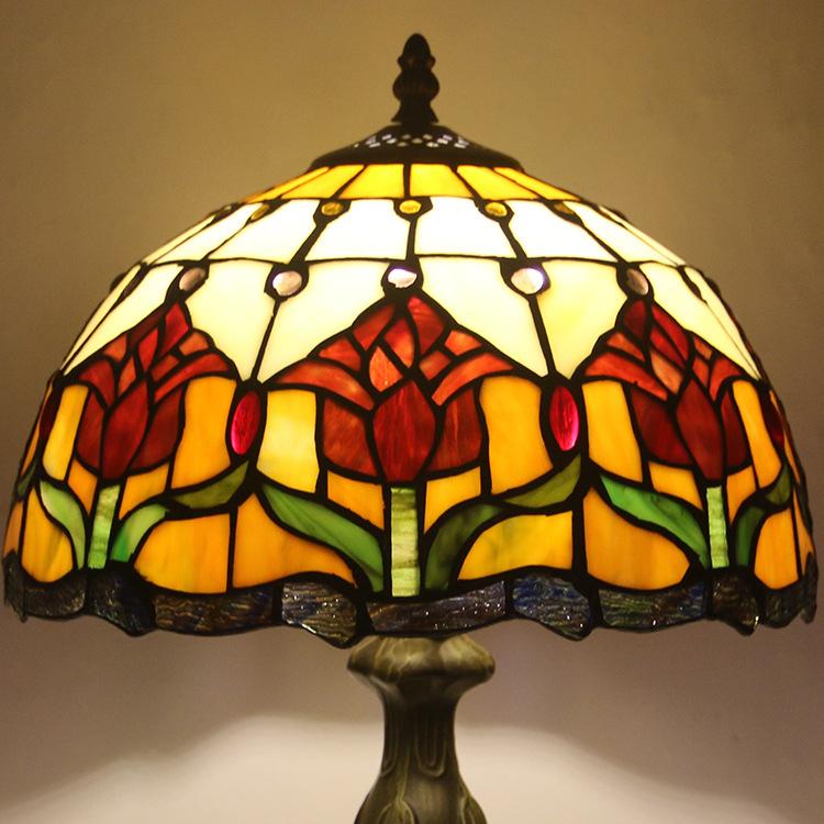 Tiffany Tafellamp Buntglas Klassiek 45cm E26 Glas Metaal Woonkamer