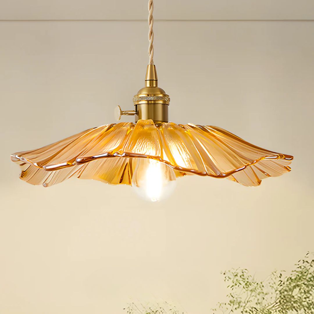Sansoti | Cullivan Bloemvormige Hanglamp – Glazen Hanglamp met Gouden Fitting voor Woonkamer & Eetkamer