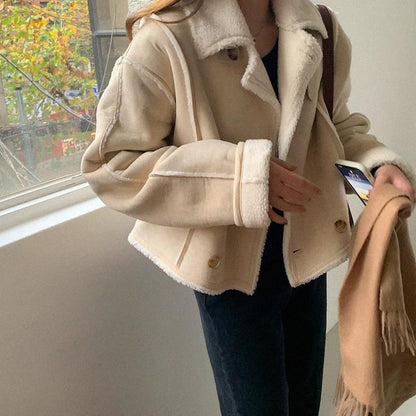 Dames Leren Jas Teddy Shearling Warm en Stijlvol