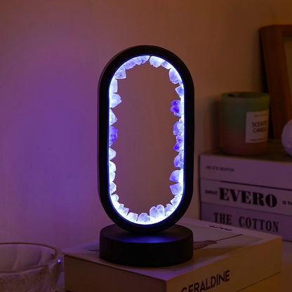 Tafellamp Amethist Handgemaakt Natuurkristal LED E14 Paars Roze Sfeer Slaapkamer Meditatie Yoga Rustgevend Decoratie Innerlijke Rust