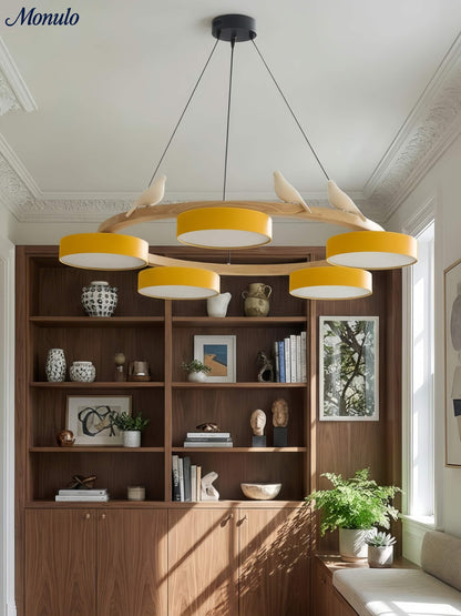Decoratieve Vogelkroonluchter met Gekleurde Cirkels voor Eetkamer en Woonkamer