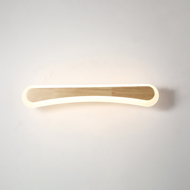 Houten LED Wandlamp met Acryl Kap Badkamerspiegel Verlichting Scandinavisch Design 40cm 60cm 80cm