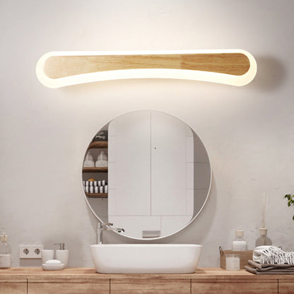 Houten LED Wandlamp met Acryl Kap Badkamerspiegel Verlichting Scandinavisch Design 40cm 60cm 80cm