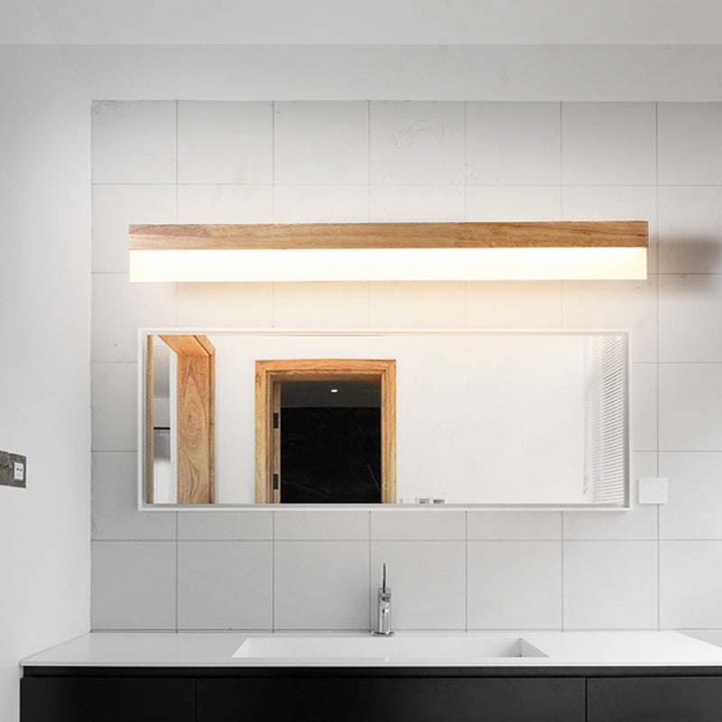 Houten LED Wandlamp met Acryl Kap Badkamerspiegel Verlichting Scandinavisch Design 40cm 60cm 80cm