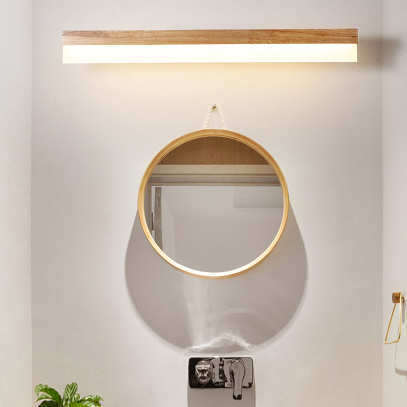 Houten LED Wandlamp met Acryl Kap Badkamerspiegel Verlichting Scandinavisch Design 40cm 60cm 80cm