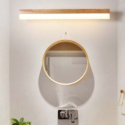 Houten LED Wandlamp met Acryl Kap Badkamerspiegel Verlichting Scandinavisch Design 40cm 60cm 80cm