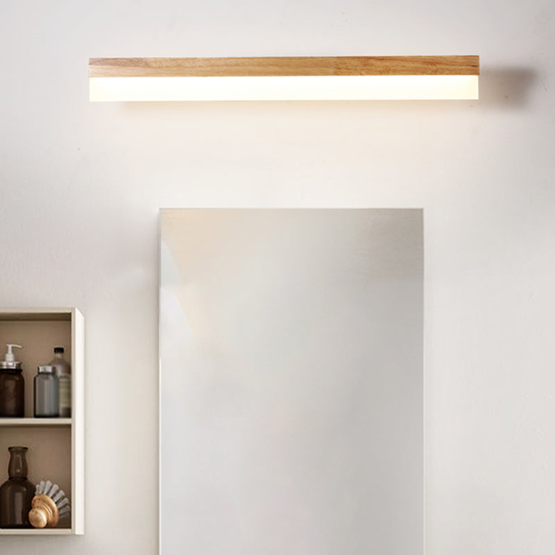 Houten LED Wandlamp met Acryl Kap Badkamerspiegel Verlichting Scandinavisch Design 40cm 60cm 80cm