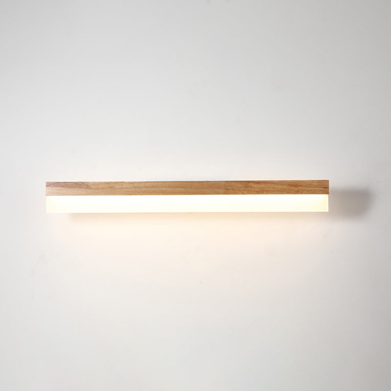 Houten LED Wandlamp met Acryl Kap Badkamerspiegel Verlichting Scandinavisch Design 40cm 60cm 80cm