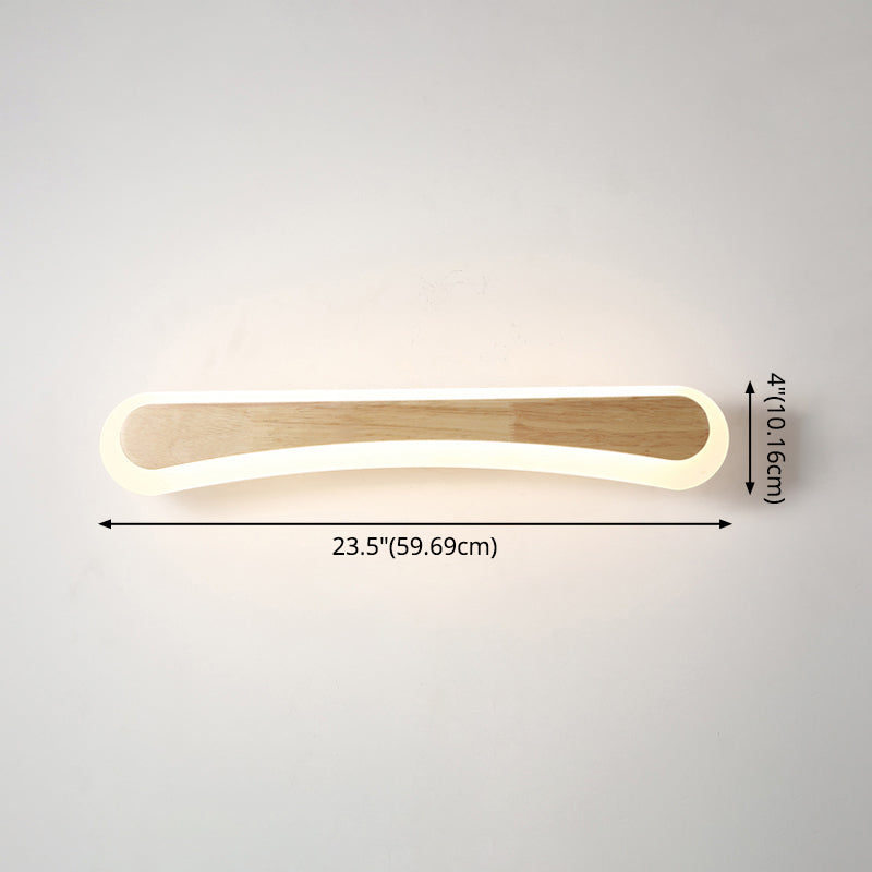Houten LED Wandlamp met Acryl Kap Badkamerspiegel Verlichting Scandinavisch Design 40cm 60cm 80cm