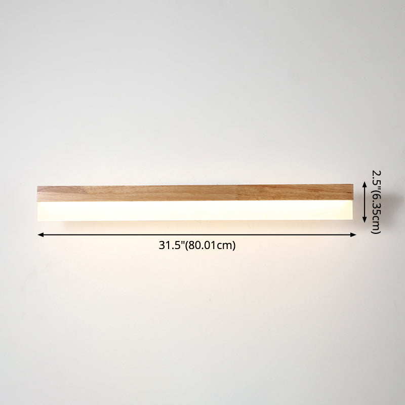 Houten LED Wandlamp met Acryl Kap Badkamerspiegel Verlichting Scandinavisch Design 40cm 60cm 80cm