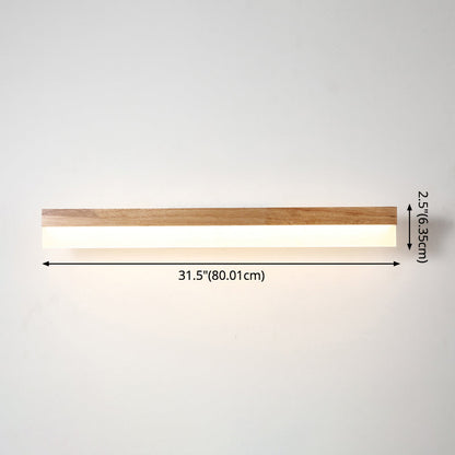 Houten LED Wandlamp met Acryl Kap Badkamerspiegel Verlichting Scandinavisch Design 40cm 60cm 80cm