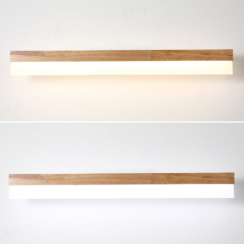 Houten LED Wandlamp met Acryl Kap Badkamerspiegel Verlichting Scandinavisch Design 40cm 60cm 80cm
