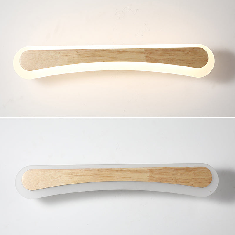 Houten LED Wandlamp met Acryl Kap Badkamerspiegel Verlichting Scandinavisch Design 40cm 60cm 80cm
