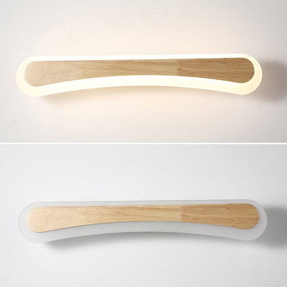Houten LED Wandlamp met Acryl Kap Badkamerspiegel Verlichting Scandinavisch Design 40cm 60cm 80cm