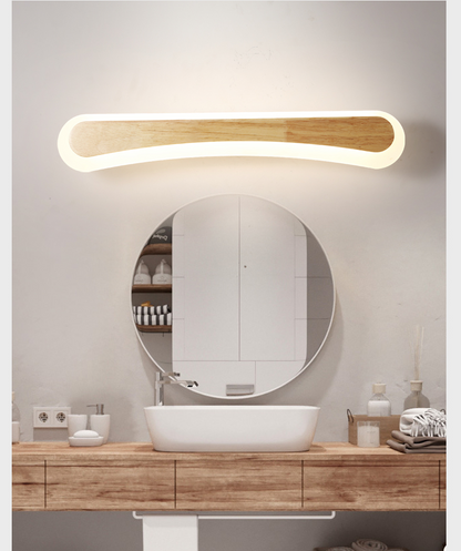 Houten LED Wandlamp met Acryl Kap Badkamerspiegel Verlichting Scandinavisch Design 40cm 60cm 80cm