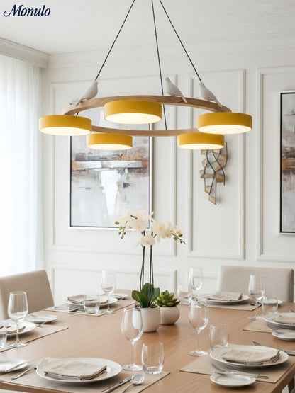 Decoratieve Vogelkroonluchter met Gekleurde Cirkels voor Eetkamer en Woonkamer