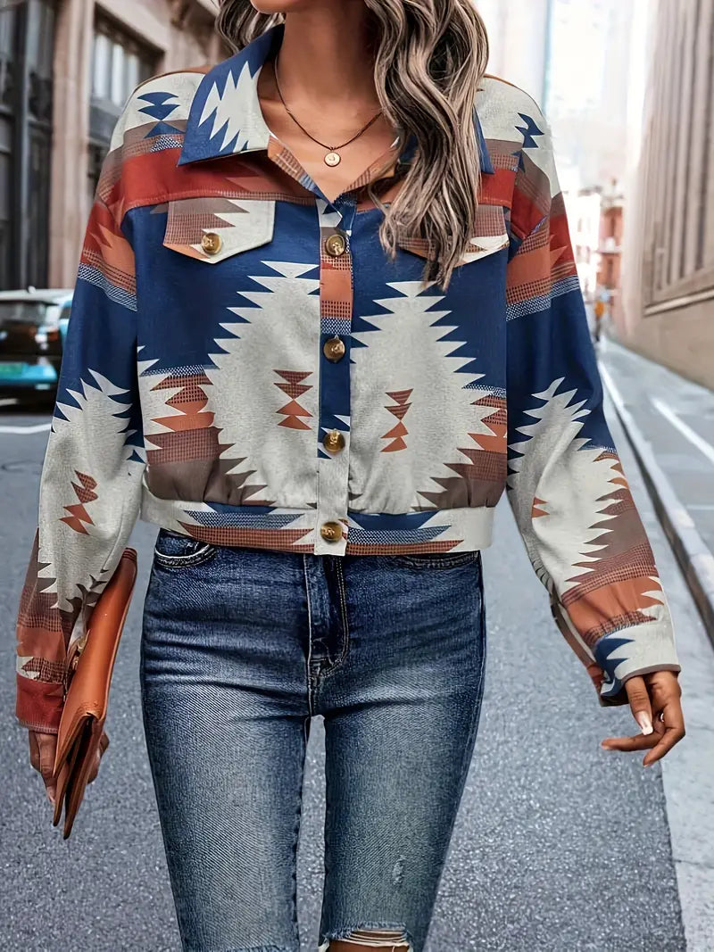 Enkelzijdige Jas Geo Print Dames