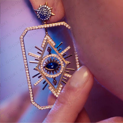 Dames Oorbellen Geometrisch met Oog Details → Dames Oorbellen Geometrisch met Ogen Zilver - StudioMarella