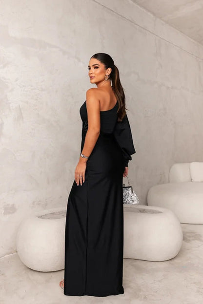 Dames Satijnen Jurk One-Shoulder Stijl
