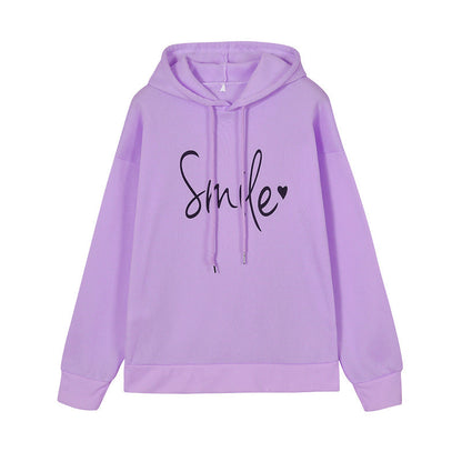 Dames Hoodie Vrolijke Smile Print Zacht Katoen