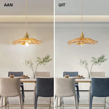 Sansoti | Cullivan Bloemvormige Hanglamp – Glazen Hanglamp met Gouden Fitting voor Woonkamer & Eetkamer