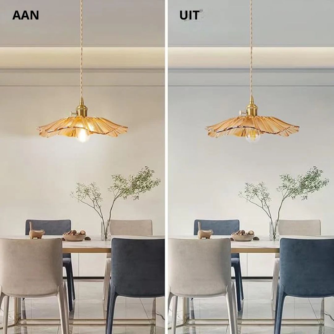 Cullivan Flower Hanglamp Glas Metaal Rood E27 Eettafel Verlichting Vintage Bloem Lamp Hal Sfeerverlichting