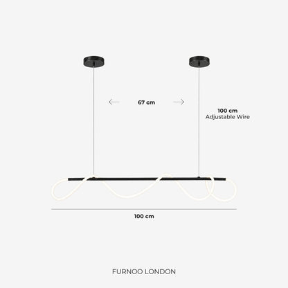 LED-design hanglamp met metalen koordstructuur zwart satijn 100 cm dimbaar warm wit modern interieur eetkamer keukeneiland